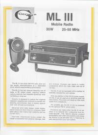 ML III Mobile  Radio  - tuote-esite 1978
