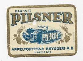 Pilsner klass II  olutetiketti  Skånska lith