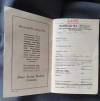 SINGER ompelukoneen osamaksukauppan sopimus vuodelta 1938