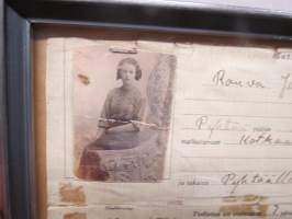 Rouva Jenny Pulkkinen, Pyhtää 7.8.1944, matkustuslupa, kehystetty