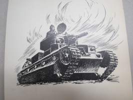 Panssari -kirjoituspaperilehtiö 1940-luvulta, sota-aikainen pakkaus, jossa kirjekuoret ja arkkeja