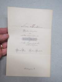 Bjudes ödmjukast att med Eder närvaro hedra vår Vigningsakt - Blenda Berg &amp; Hjalmar Sederholm, 26.5.1882 i Åbo -vihkiäiskutsukortti