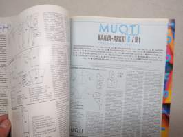 Muoti ja kauneus 1991 nr 6 -muotilehti -mukana kaava-arkki / fashion magazine