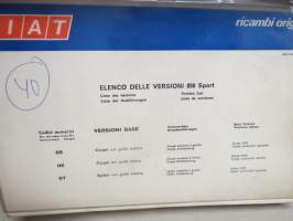 Fiat 850 Sport Catalogo di Parti di Ricambio - Spare Parts Catalog -varaosaluettelo