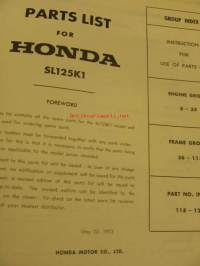 Honda SL 125K1 Parts list varaosaluettelo