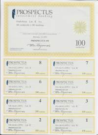 Prospectus Oy Investment Banking  Oy, Litt E    100x 100 mk  osakekirja, Helsinki 3.6.1994