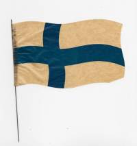 Suomen lippu vanha - paperia rautalanka varsi 8x14 cm