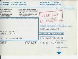 Vastaanottolupa / mustavalkolupa - Televisiolupa 1984