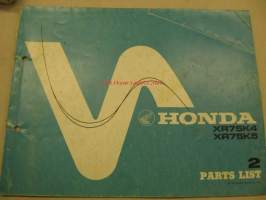 Honda XR75K4 XR75K5 Parts List varaosaluettelo