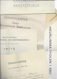 N 10 kpl erä koulutodistuksia alk 1915  -  todistus