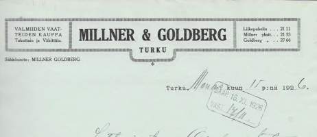 Millner &amp; Goldberg Turku 1926   - firmalomake