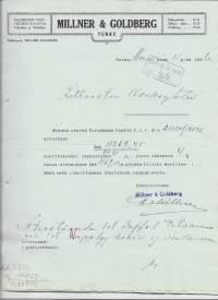 Millner &amp; Goldberg Turku 1926   - firmalomake