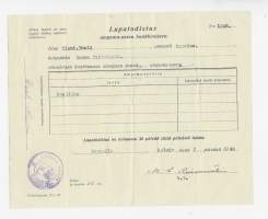 Lupatodistus ampuma-aseen hankkimiseen / haulikko Lapua 1940
