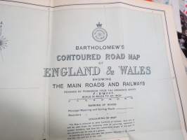 Road Map of England &amp; Wales Showing the best touring roads -tiekartta, ei merkittyä painovuotta