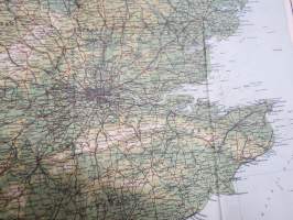 Road Map of England &amp; Wales Showing the best touring roads -tiekartta, ei merkittyä painovuotta