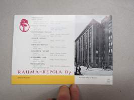 Rauma-Repola Oy - Sawn, Planed, Hewn and Round Woodgoods... -saha- ja metsäteollisuustuotteiden esittelykirja, sisältää tehtaanmerkit ja laivausmerkit