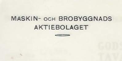 Maskin- och Brobyggnads Ab   1931  - firmalomake