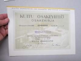 Kuitu Osakeyhtiö, Jääski, 100 osaketta á 1 000 Smk = 100 000 Litt. C -osakekirja -share certificate