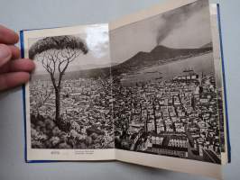 Ricordo Di Napoli -haitarimaisesti aukeava kuvateos kaupungista ja nähtävyyksistä, kartta, kohopainatteinen kansi, 1900-luvun alku (kuvissa ei vielä näy autoja)