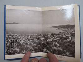 Ricordo Di Napoli -haitarimaisesti aukeava kuvateos kaupungista ja nähtävyyksistä, kartta, kohopainatteinen kansi, 1900-luvun alku (kuvissa ei vielä näy autoja)