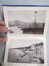 Ricordo Di Napoli -haitarimaisesti aukeava kuvateos kaupungista ja nähtävyyksistä, kartta, kohopainatteinen kansi, 1900-luvun alku (kuvissa ei vielä näy autoja)