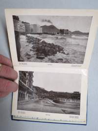 Ricordo Di Napoli -haitarimaisesti aukeava kuvateos kaupungista ja nähtävyyksistä, kartta, kohopainatteinen kansi, 1900-luvun alku (kuvissa ei vielä näy autoja)