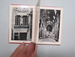 Ricordo Di Genova -haitarimaisesti aukeava kuvateos kaupungista ja nähtävyyksistä, kartta, kohopainatteinen kansi, 1900-luvun alku (kuvissa ei vielä näy autoja)