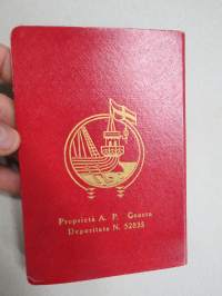 Ricordo Di Genova -haitarimaisesti aukeava kuvateos kaupungista ja nähtävyyksistä, kartta, kohopainatteinen kansi, 1900-luvun alku (kuvissa ei vielä näy autoja)