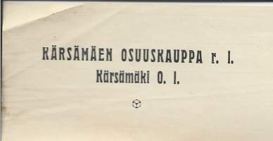 Kärsämäen Osuuskauppa rl Kärsämäki 1920 - firmalomake