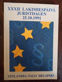 XXXII Lakimiespäivä. Juristdagen. Pöytäkirja  25.10. 191. Finlandia-talo. Sisältää mm. Tarmo Kunnaksen artikkelin Kestääkö kulttuurimme?