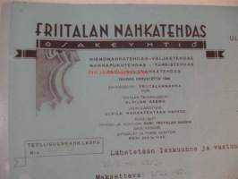 Friitalan nahkatehdas 1.10.1940 -asiakirja