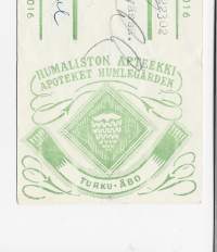 Humaliston  Apteekki Turku , resepti  signatuuri  1960