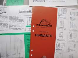 Lundia - 12 kpl erilaisia Lundia-hyllyjärjestelmän esitteitä 1970-luvulta
