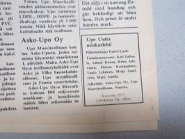 Upo uutta 1977 nr 2 - UPO Furniture -muovihuonekalujen ja niiden tuotannon ja mallien esittelylehti, design kuvia