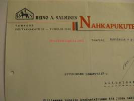 Reino A. Salminen nahkapukutehdas 4.4.1933 -asiakirja