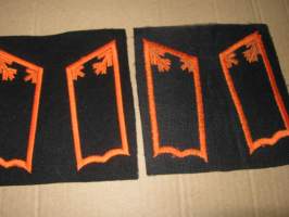 SA-kauluslaatat, pari - Panssarintorjunta upseeri (musta-oranssi)  musta tukikangas n. 9 cm (uudet)