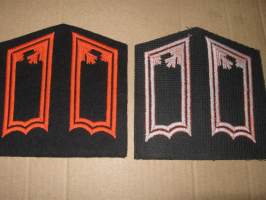SA-kauluslaatat, pari - Panssarintorjunta upseeri (musta-oranssi)  musta tukikangas n. 9 cm (uudet)