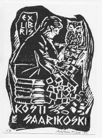 Mirjam Kinos  , ex libris  grafiikka  3x sign -92 , 12x9  cm  kehystämätön