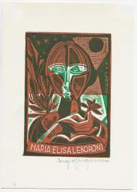 Sergio Tarquinio  , ex libris  grafiikka sign  , 15x10  cm  kehystämätön