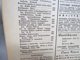 Kotiliesi 1944 nr 13, Kotirintaman säilyneet kodit hävittyjen tueksi, Syöpä on parannettavissa, Apteekista saa hyvän emännänkin - Kivismäen kartano, Kotitalouskoulu