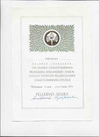 Pellervo Seura  - kunniakirja  Osuustoiminnan pronssinen ansiomerkki 1985