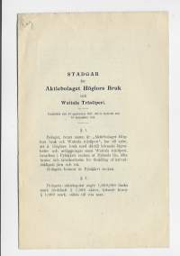 Högfors Bruk Ab Wattola Träsliperi -Stadgar 1911