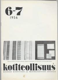 Kotiteollisuus  1956 nr 6-7 / pellavaa, pikkuliinoja pohjaommelliina, täkänä, huonekalukangas