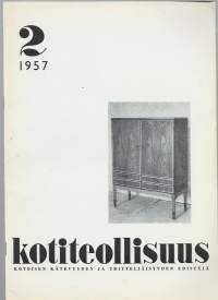 Kotiteollisuus  1957 nr 2 / kinnas vanhaan tapaan, pöytäliinoja, pannumyssy, täkänä, liinavaatekaappi