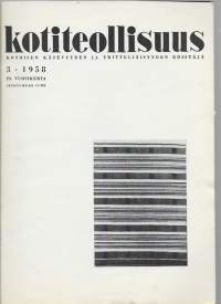 Kotiteollisuus  1958 nr 3 / raanu, matto, vauvan varusteita, nyplääjille, pöytälamppu