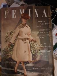 Femina 41/1959 11 oktober. vacker Paris-höst, stipendium till er går sista året i skolan, skogens vilt