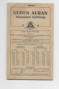 Uuden Auran Asiamiehen kuittikirja 1910-luku  täysi käyttämätön