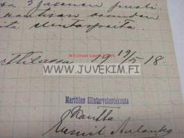 Marttilan Elintarvikelautakunta 19.5.1918 -asiakirja