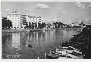 Turku Aurajoki - paikkakuntapostikortti  postikortti kulkenut 1955