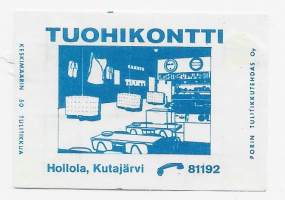 Tuohikontti Hollola Kutajärvi - tulitikkuetiketti